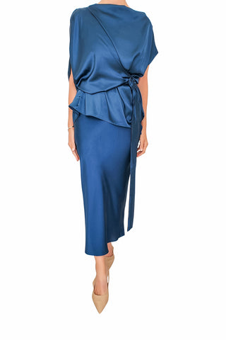 Bias Slip Dress, Teal