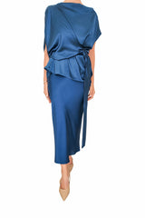 Bias Slip Dress, Teal